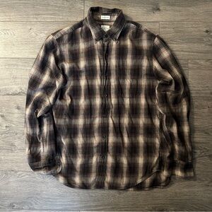 J. Crew Cream and Brown Plaid Casual Shirt